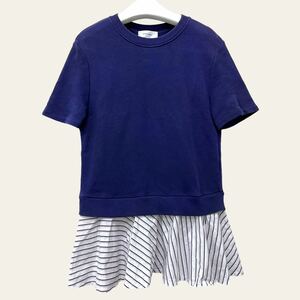 CARVEN / カルヴェン レディース トップス ドッキンシャツ 切替シャツスカート ブルー×ホワイト Sサイズ 半袖スウェット O-1363