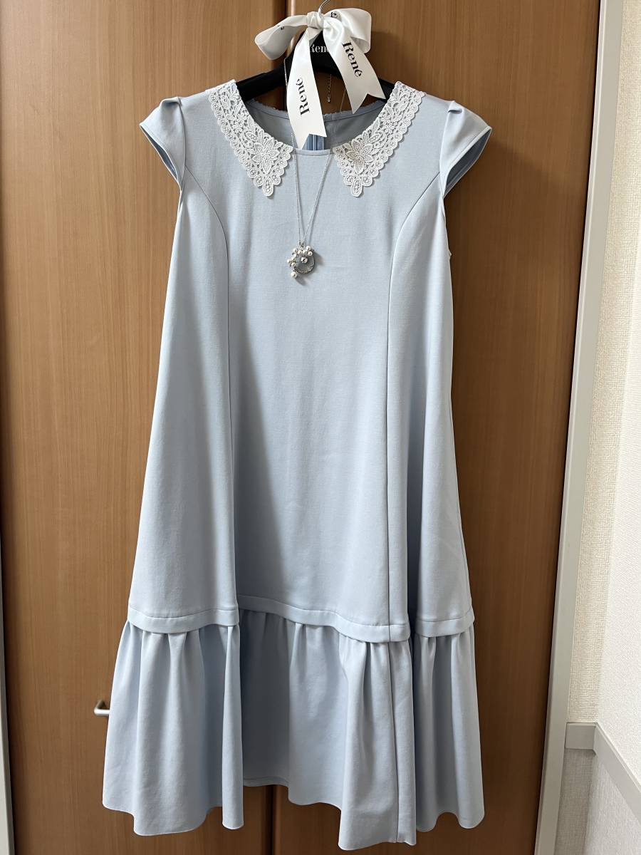 新品 タグつき 3割引 ルネ rene カタログ掲載 白襟 フリル ワンピース-
