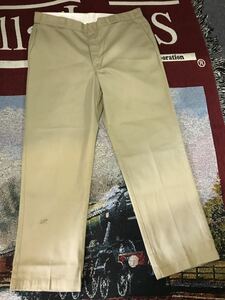 Dickies USA ワークパンツ　40x32 カーキ　アメリカ製　テキサス州　USA YKK ビンテージ　ワーク　作業着　ホットロッド　古着　アメカジ