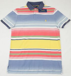 ●定価22000円POLOラルフローレン半袖ポロシャツ(グラデーションカラフル,黄PONY,US-S(JP-M))新品