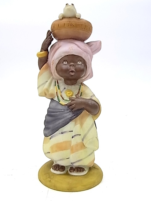 e9473 Figura Cerámica Muñeca Franklin Porcelana Nigeria LOS NIÑOS DE LA ONU/Diodu de Nigeria, Artículos hechos a mano, interior, bienes varios, ornamento, objeto
