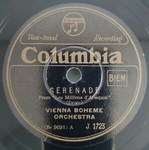 【SP盤レコード】Columbia SERENADE/VALSE BRUNE VIENNA BOHEME ORCHESTRA/SPレコード