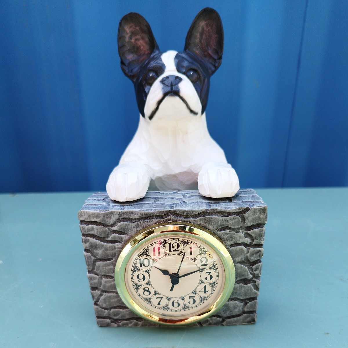 French Bulldog Goods Handmade from USA Table Clock Pied Working Condition New Old Stock Limited to 1 item Clearance Sale, Hobby, Culture, Handcraft, Handicrafts, others