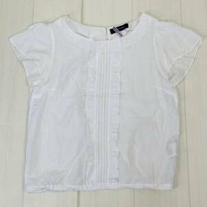 a00141 QUEENS COURT Queens Court tops cut and sewn short sleeves ound-necked frill thin size 2 white lady's casual simple 