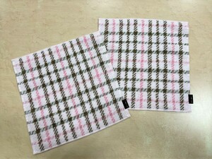 日本製　ダックス　タオルハンカチ２枚　ハウスチェック　ピンク