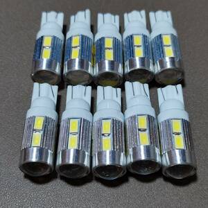 超爆光！プロジェクターレンズ搭載！T10 led ホワイト ポジション スモール ナンバー灯 バックランプ 10個 5630 10SMD /10