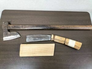 大工道具 斧　鉈　2本　銘あり　薪割り　キャンプ　レトロ 小道具