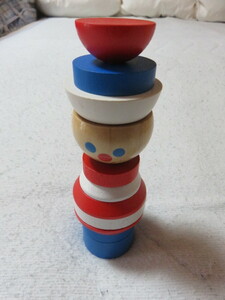 組合せ 人形 木製 11ピース 高さ155㎜ー直径50㎜ 知育玩具 美品