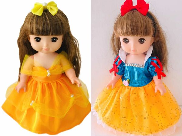 メルちゃん服　ソランちゃん服　プリンセスドレスニ着セット　赤リボン&黄色リボン