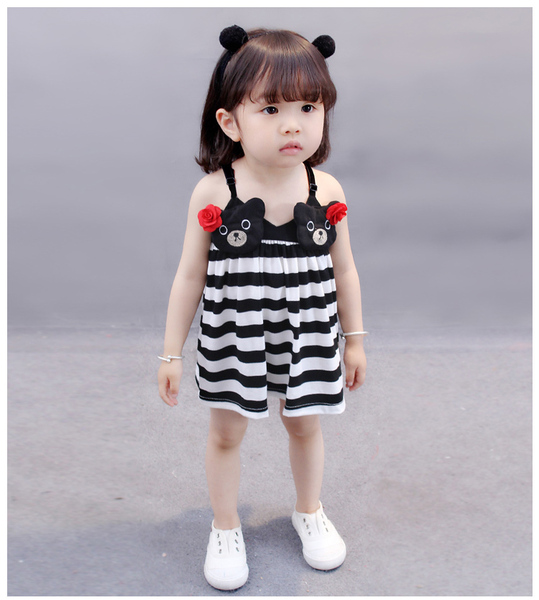 在庫処分セール★新品★90 黒 可愛い♪ くま キャミ チュニック ワンピース 女の子