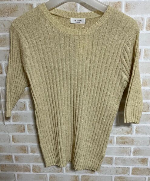 未使用品 テチチ5部袖ニット