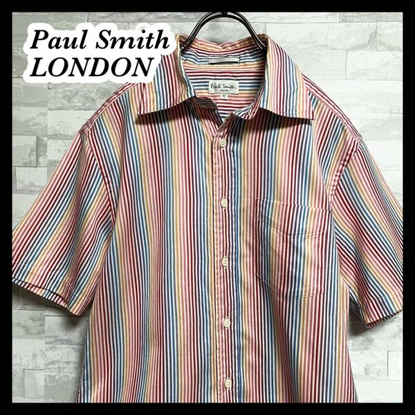 【Paul Smith LONDON】ポールスミスロンドン　マルチストライプ半袖シャツ　paul smith メンズ　Mサイズ
