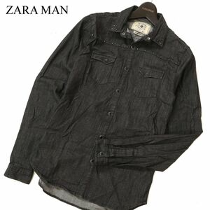 ZARA MAN ザラ マン 通年 長袖 鋲★ ストレッチ ウエスタン デニム シャツ Sz.S　メンズ　C3T02895_4#C