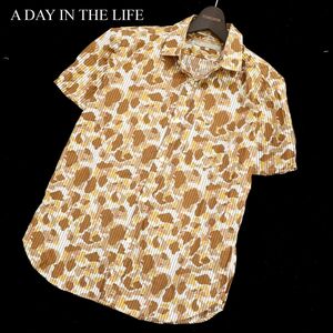 A DAY IN THE LIFE ユナイテッドアローズ 春夏 半袖 ストライプ 総柄★ シャツ Sz.M　メンズ　C3T03449_4#A