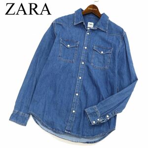 ZARA ザラ マン 通年 RELAXED FIT 長袖 ウエスタン デニム シャツ Sz.S　メンズ　C3T03504_4#C