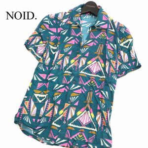 NOID. ノーアイディー 春夏 半袖 サイケ 総柄★ プリント ワイド レーヨン シャツ Sz.2　メンズ　C3T03584_4#A