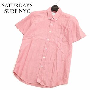 SATURDAYS SURF NYC サタデーズ サーフ ニューヨーク 春夏 半袖 ボタンダウン シャツ Sz.S　メンズ ピンク　C3T03582_4#A