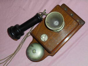  war front wall hanging telephone vessel * wooden . story vessel * small ..* Manufacturers unknown 