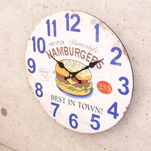 【壁掛時計】アンティークMDFクロック Best HAMBURGER in Town アナログ 時計 壁掛け_画像2