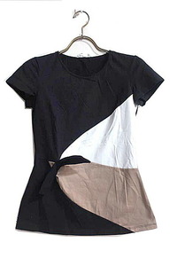 [ used ]PAULE KA paul (pole) ka tops lady's short sleeves size S cotton black . price cut 