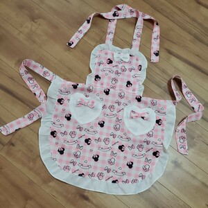 [ beautiful goods ] Kids apron Disney girl 120cm~140cm minnie Mickey pink 