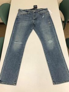 ●GAP●新品●デニム●スリム●ウエスト86cmX股下81cm●ギャップ●USED加工●色落ち・穴あき●ジーンズ●ストレッチ入り●RO2-1M