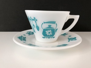  Hazel Atlas kitchen aid C&S cup & saucer HazelAtlas 1950s USA Vintage [mi-642]