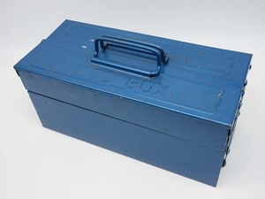 ★sz0629　ツールボックス　ブルー系　工具ケース　TOOL BOX　2段　両開き　道具箱　工具箱　部品入れ　ヴィンテージ　★