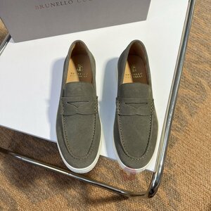 Brunello Cucinelli Brunello Cucinelli Италия мужской обувь обувь замша Loafer casual зеленый 39-44 размер выбор возможность 