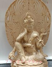 高品質 総檜材 木彫仏像 仏教美術 精密細工 仏師で仕上げ品 如意法輪王菩薩像_画像2