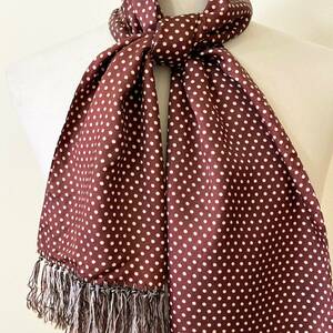  rare { Vintage / Silk }40s 50s finest quality goods [ Vintage Brown unbleached cloth dot stole America ]