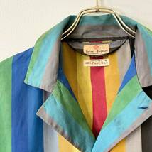 希少《 Silk100% / Vintage 》40s 50s【 Turner Fugman ビンテージ マルチストライプ シルク 絹 パジャマ シャツ 輸入生地 】_画像2