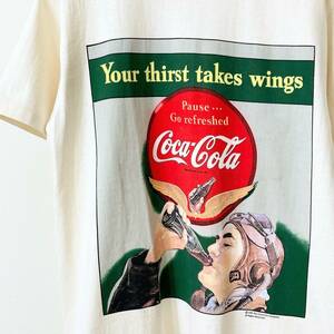 希少《Dead Stock /Made in USA》90s デッド【 Coca Cola コカコーラ アメリカ製 丸胴 ビンテージ オフィシャル 50s 空軍 広告 Tシャツ M】