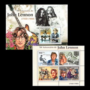 ■ギニアビサウ切手　2010年　ジョン・レノン 70周年 / 小野洋子 / ビートルズ　シート＋4種シート