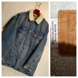 LEVI'S PREMIUM リーバイス プレミアム　BIG E ビッグE 裏&襟ボア　ロング丈シェルパ　加工デニム　トラッカージャケット　L インディゴ