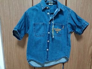  tag attaching GU GU Studio seven STUDIO SEVEN short sleeves Denim shirt NAOTO EXILE three generation J SOUL BROTHERS embroidery Kids 130 regular price 1.900 jpy 