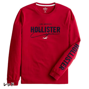 新品★正規品★未使用★未開封★Sサイズ！★ホリスターHOLLISTER★アップリケ★クルーネック長袖Tシャツ★レッド