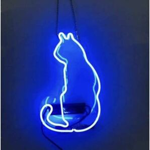 ネオンサイン 猫 NEON SIGN 喫茶店 居酒屋 クラブ カラオケ 部屋 スタジオ インテリア バー BAR クラブ及び娯楽場所等 室内装飾 (青い)