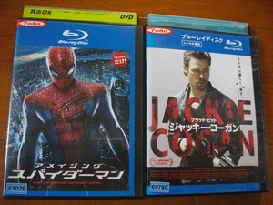 「アメイジング・スパイダーマン」「ジャッキー・コーガン」 中古　　ブルーレイ　レンタル版 ２本セット　 送料無料　　br411