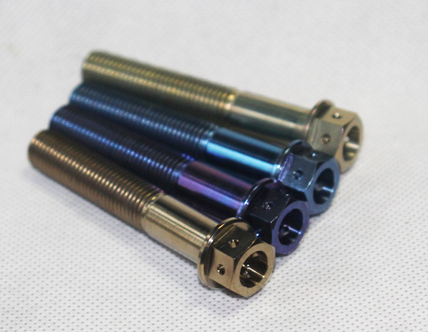 鍛造64チタンボルト フランジヘッドボルト M10x70 陽極酸化