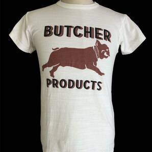 送料込み、即決　未使用BUTCHER PRODUCTS PRINT TEE ブッチャープロダクツ　プリントTシャツ　入手困難プルドックデザイン　ホワイト　38