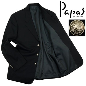 【B2206】【極美品】【銀釦】Papas パパス テーラードジャケット ブレザー 銀ボタン サイズM