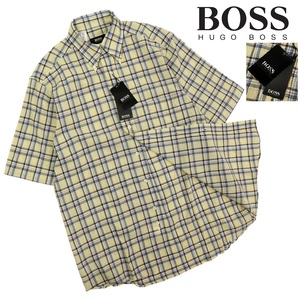 [B2250][ new goods ][ regular price 21,000 jpy ]HUGO BOSS Hugo Boss short sleeves shirt check pattern size S