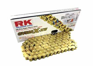 送料無料 CH-10　RK ジャパーン　RKチェーン　GV520X-XW 130L ゴールドチェーン CLF カシメ式ジョイント