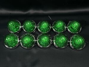CE-164　10個　グリーン　緑　ヤック　超流星マーカー　レトロ　デコトラ　アート　LEDマーカーランプ　樹脂レンズ　12V24V共用