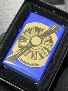 zippo ゴールド プロペラ ブルー 希少モデル 2016年製 シルバーインナー 2016年製 ケース 保証書付き