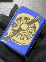 zippo ゴールド プロペラ ブルー 希少モデル 2016年製 シルバーインナー 2016年製 ケース 保証書付き_画像2