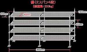 【引取限定商品】棚（2スパン4段）【総重量220kg】信和タイプ/Aタイプ/足場