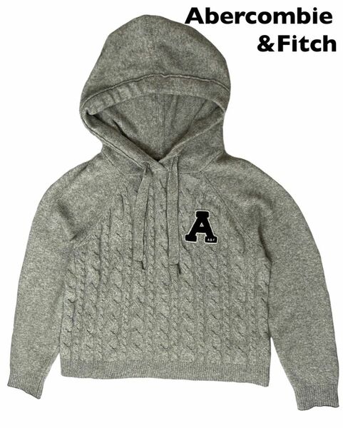 【美品】abercrombie&fitch ケーブルニット セーター フード付き　Lサイズ