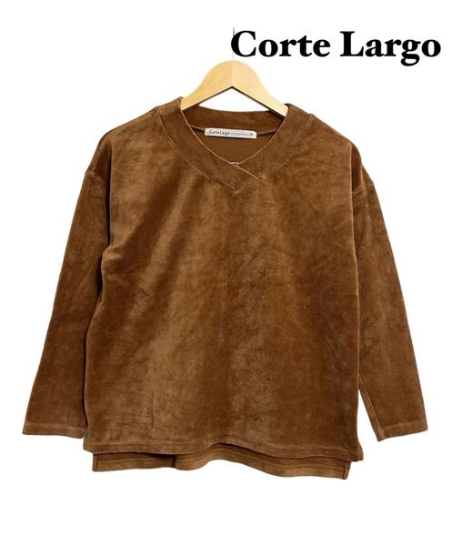 【美品】Corte Largo ニット カットソー Vネック ワールド ブラウン 